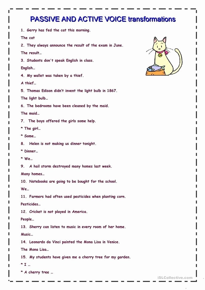 50 Active Passive Voice Worksheet Chessmuseum Template Library