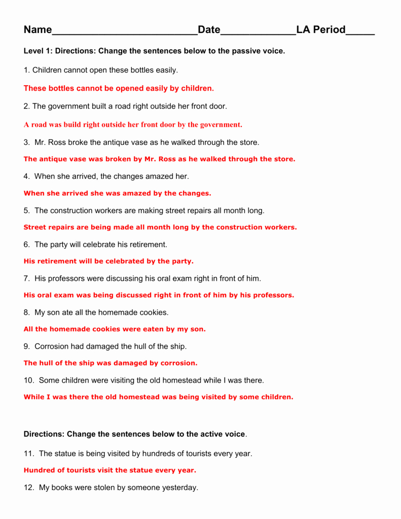 50 Active Passive Voice Worksheet Chessmuseum Template Library
