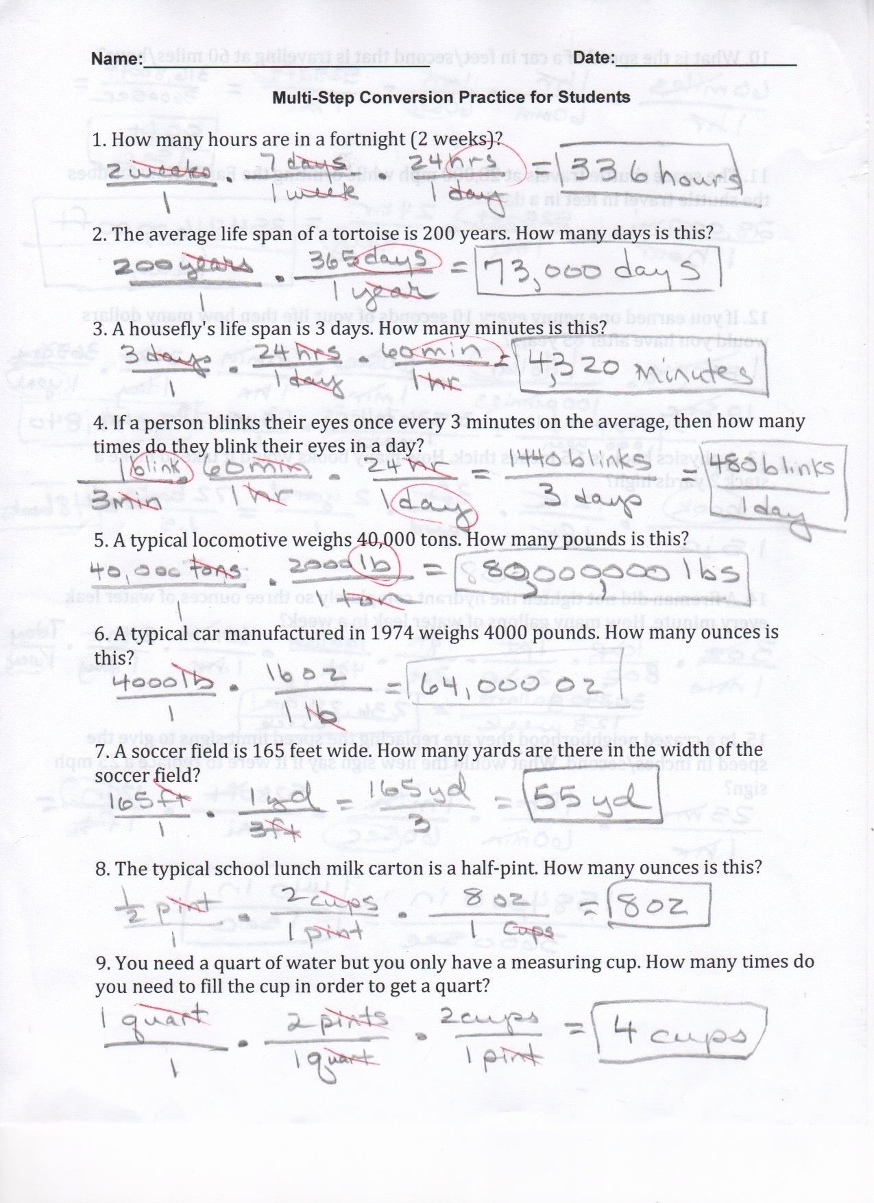 50 Dimensional Analysis Worksheet Answers
