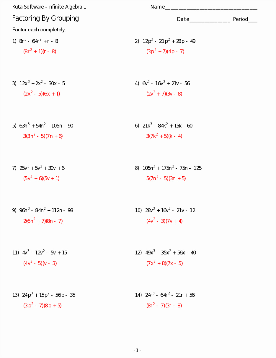 50 Factoring Polynomials By Grouping Worksheet