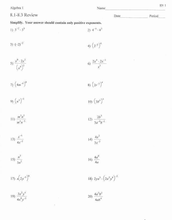 50 Properties Of Exponents Worksheet Chessmuseum Template Library