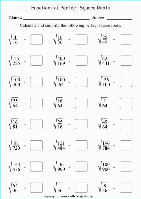 50 Simplify Square Root Worksheet