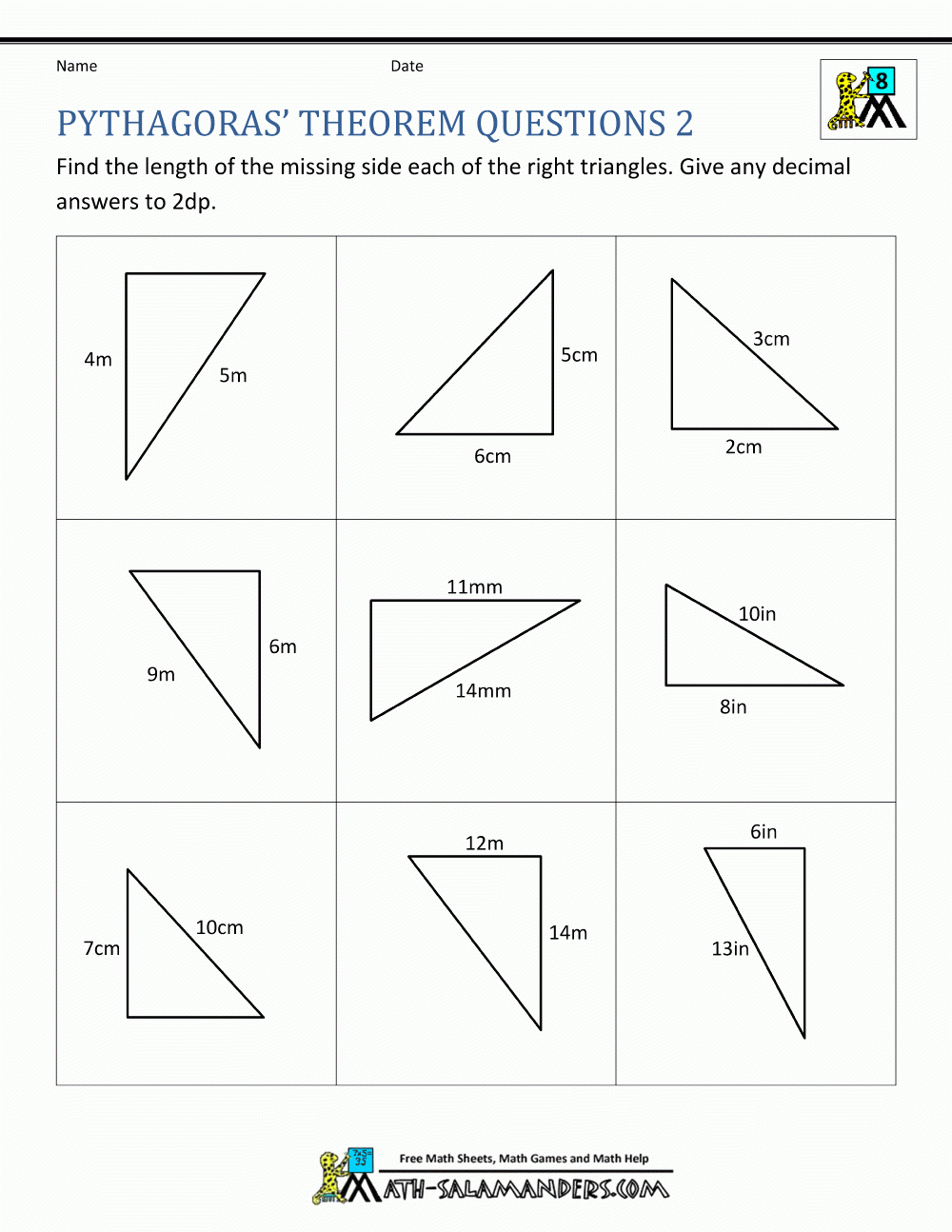 50 The Pythagorean Theorem Worksheet