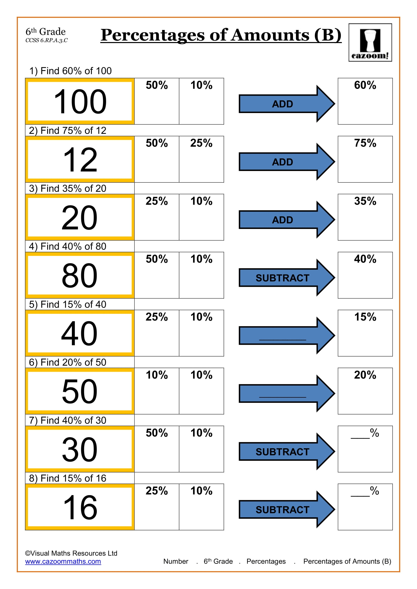 6th Grade Math Worksheets Printable PDF Worksheets