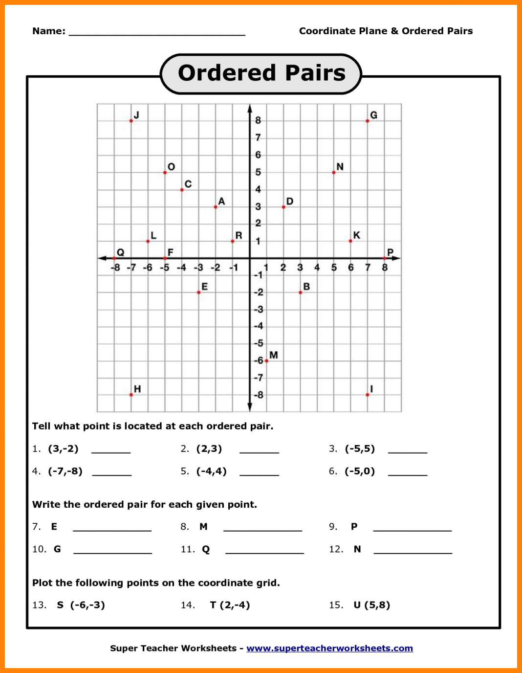 7 Coordinate Plane Worksheet Worksheets Samples