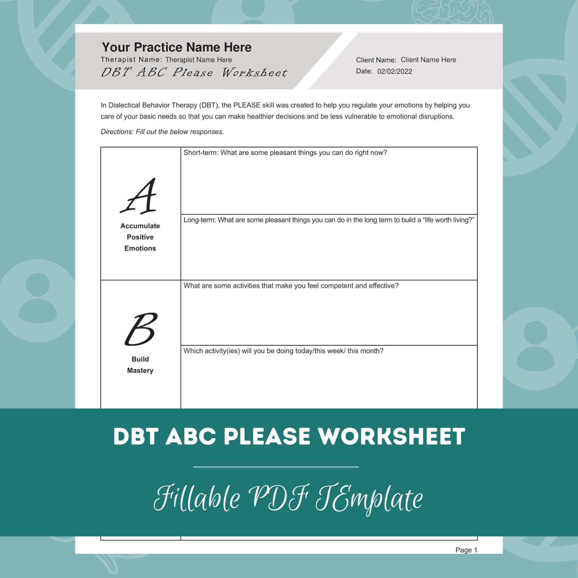 Abc Please Dbt Activities DBT Worksheets