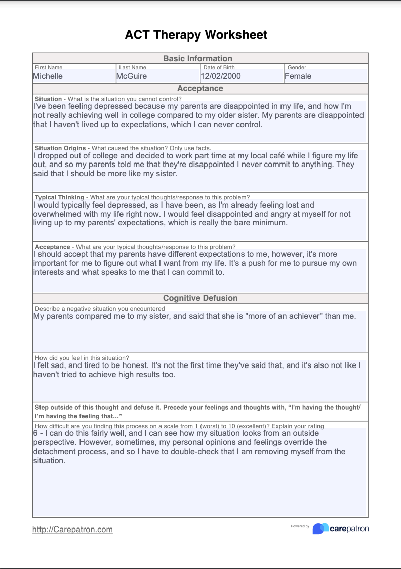Acceptance And Commitment Therapy ACT Psychology Tools Worksheets 
