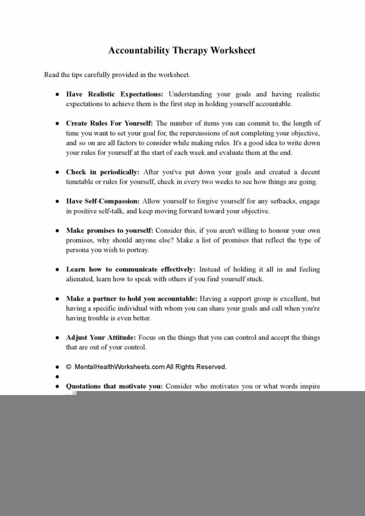 Accountability Worksheets Therapist Aid TherapistAidWorksheets