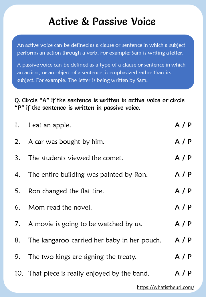Active and passive voice worksheets Your Home Teacher
