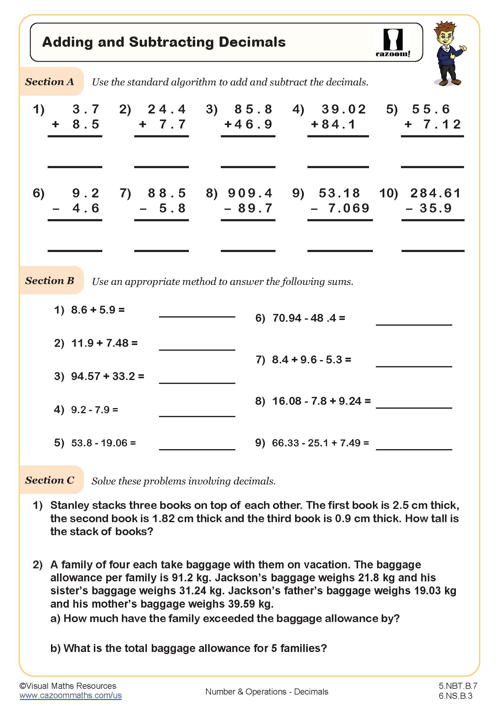 Adding And Subtracting Decimals Worksheet Fun And Engaging 5th 