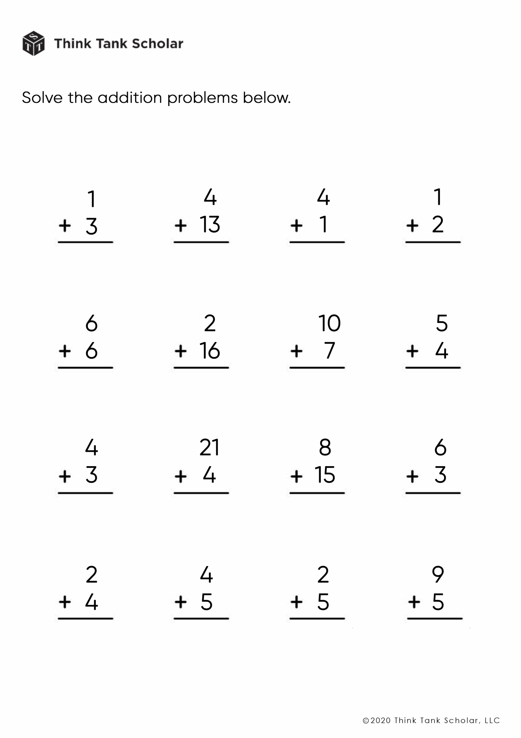 Addition And Subtraction Worksheets