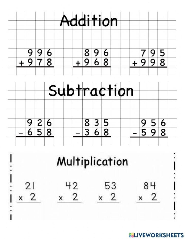 Addition Subtraction And Multiplication Worksheets Printable Worksheets