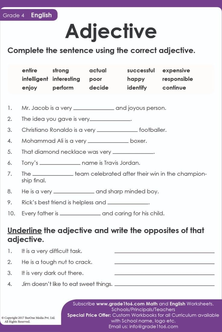 Adjective Class 4 Worksheet Exam Style In 2024 Adjectives Exercises