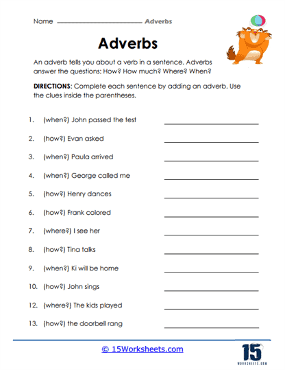Adverbs Worksheets 15 Worksheets Worksheets Library