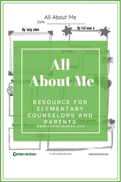 All About Me Worksheet Centervention 