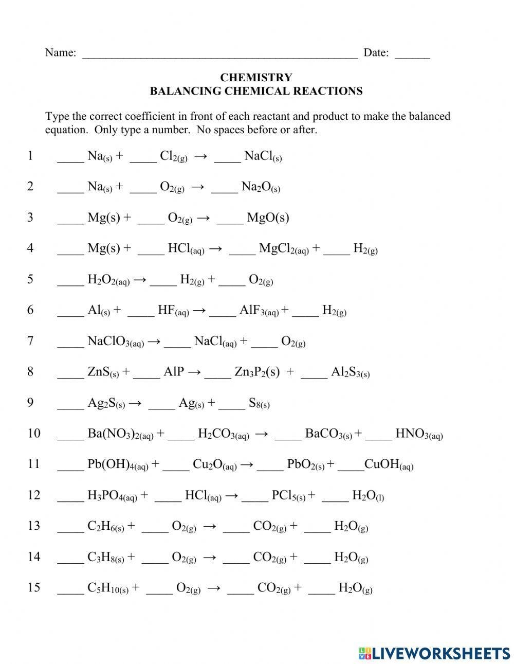 Balancing Chemical Equations KS3 Chemistry Beyond Worksheets Library