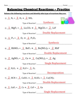 Balancing Chemical Reactions Worksheet Set By Chemistry Wiz TpT