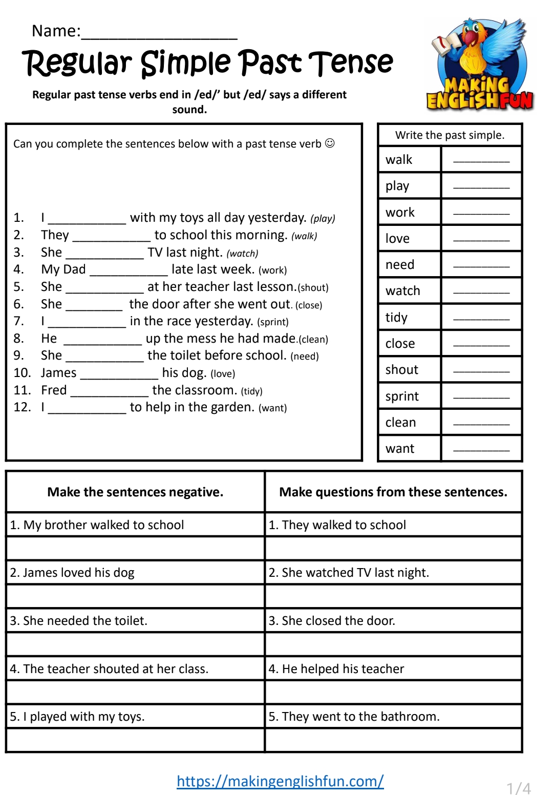 Basic Past Simple Worksheet For Beginner ESL Students Worksheets Library