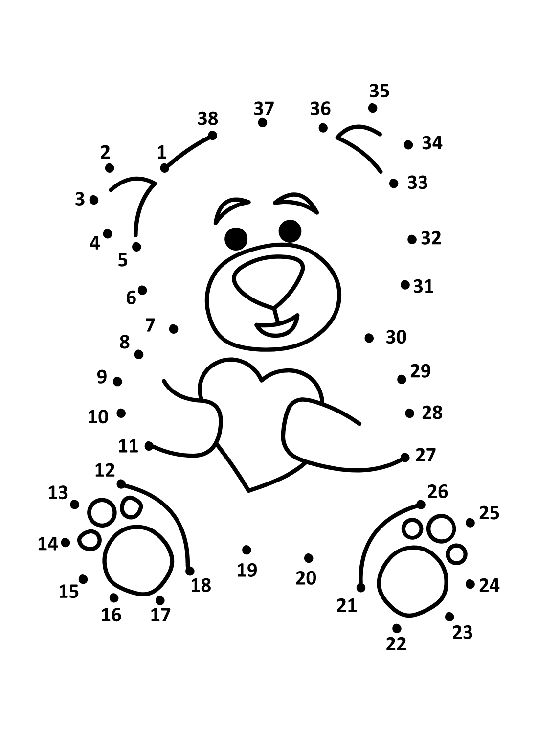 Bear Dot To Dot Coloring Page Free Printable Coloring Pages