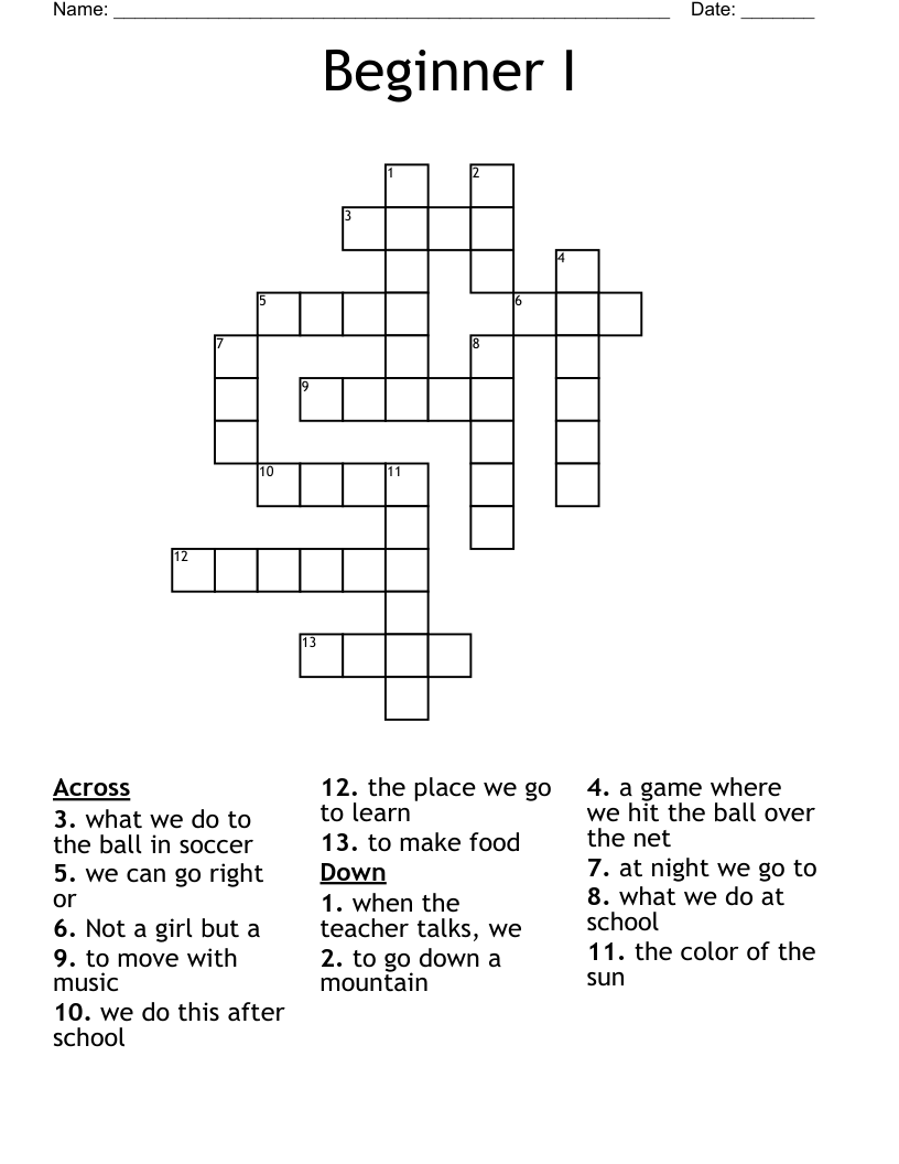 Beginner I Crossword WordMint