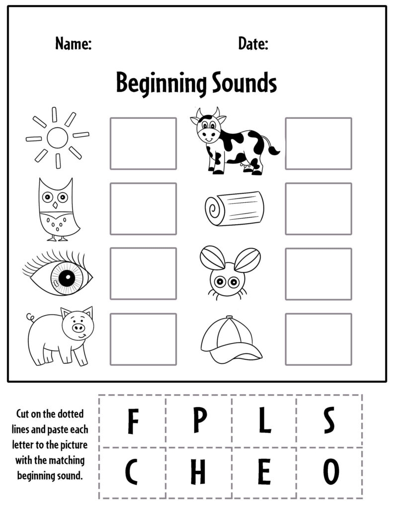 Beginning Letter Sounds Worksheets Cut And Paste Free Infoupdate