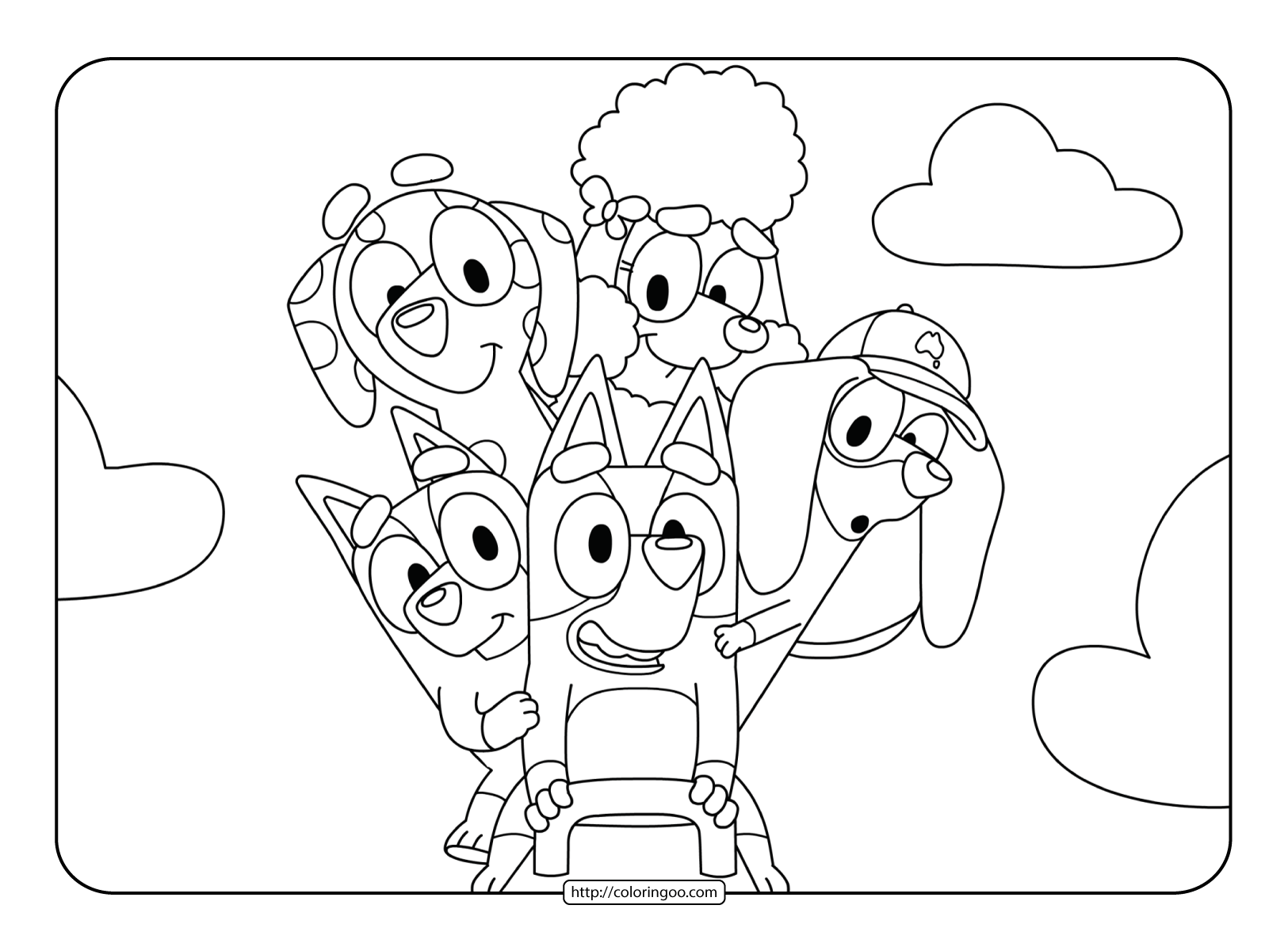 Bluey SeeSaw Friends Coloring Sheet