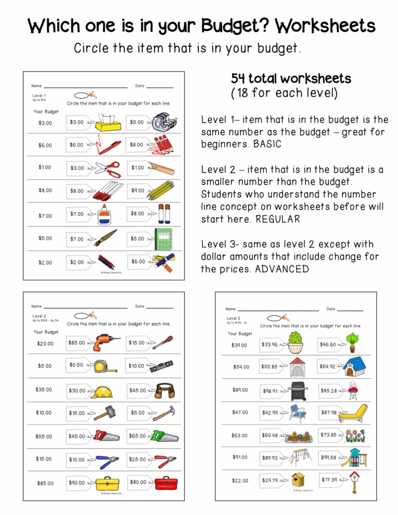 Budget Worksheets - Free Printable Coloring Pages