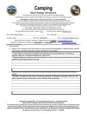 Camping MB pdf Camping Merit Badge Workbook This Workbook Can 