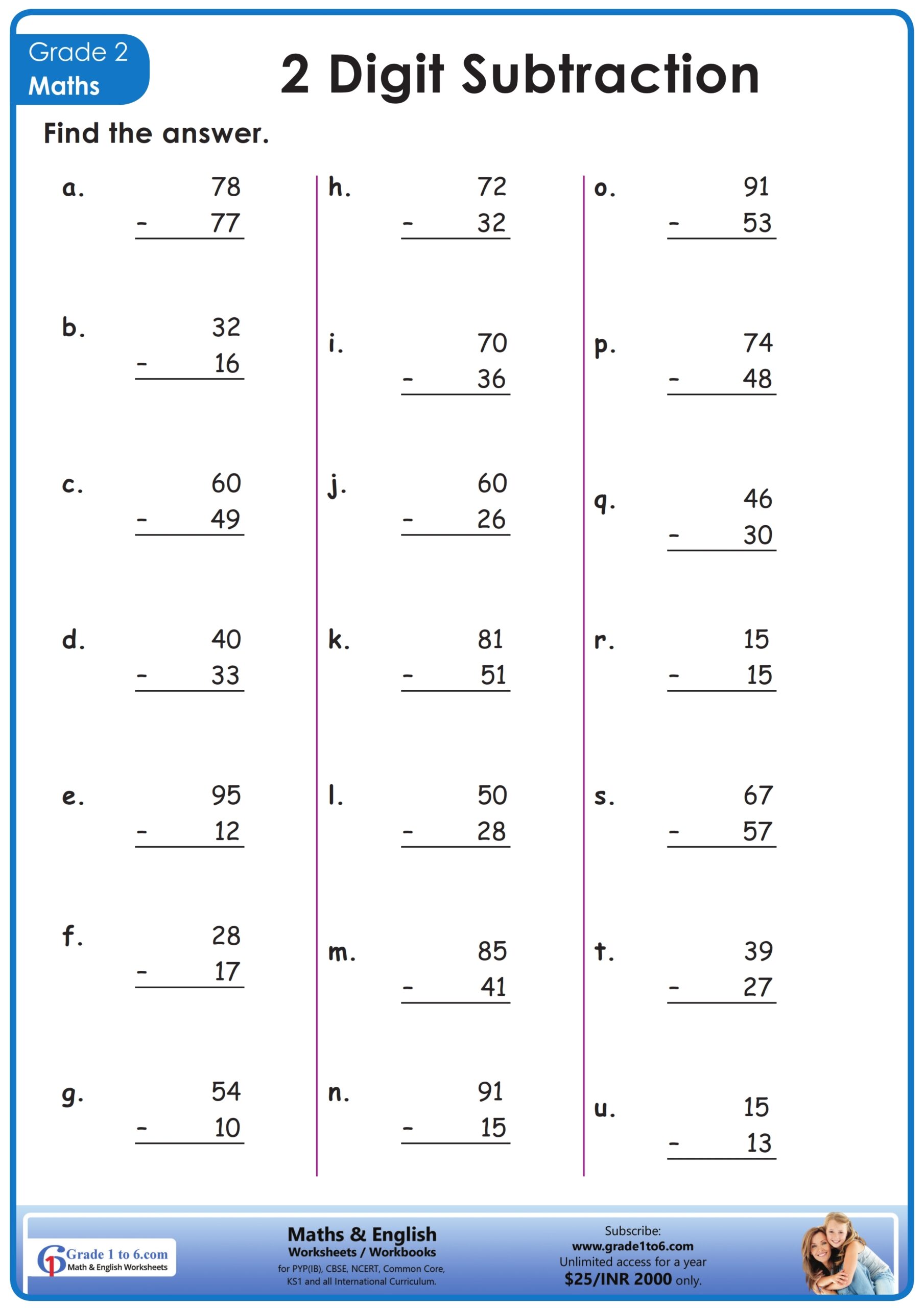 CBSE Class 2 Subtraction Worksheet For Free And No Login Worksheets 