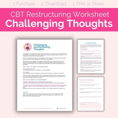 Changing Thoughts CBT Worksheet Counseling Palette Worksheets Library