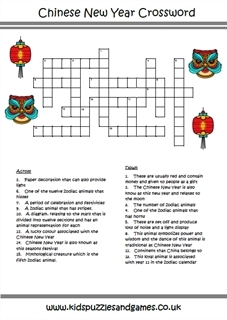 Chinese New Year Crossword Kids Puzzles And Games