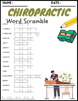 Chiropractic Word Scramble Puzzle Worksheets Activities For Kids