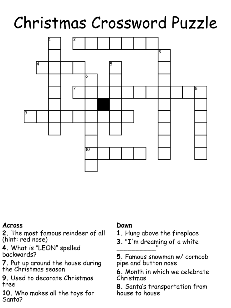 Christmas Crossword Puzzle Free Printable Pdf Free Crossword Puzzles 