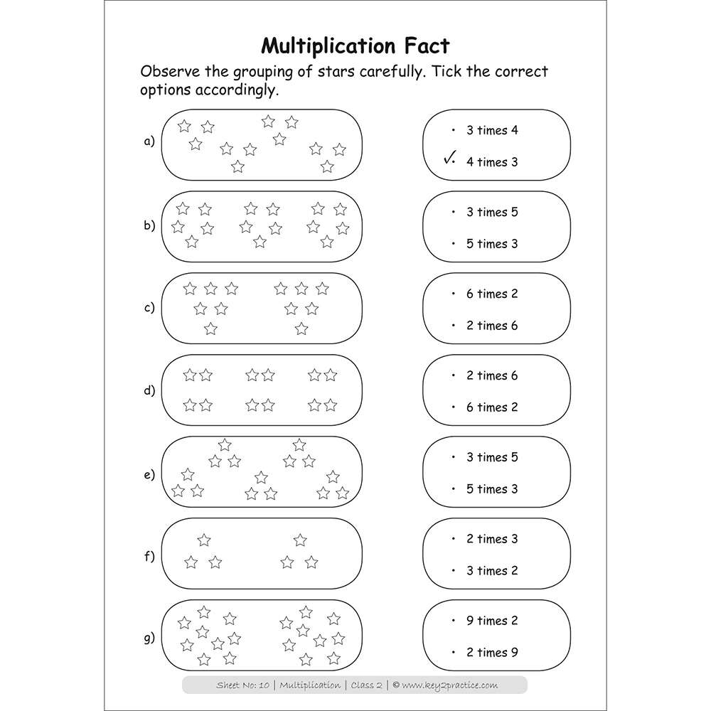 Class 2 Maths Multiplication Activity Based Worksheets 