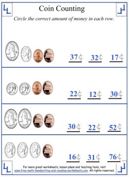 Coin Counting Mixed Coins Worksheets