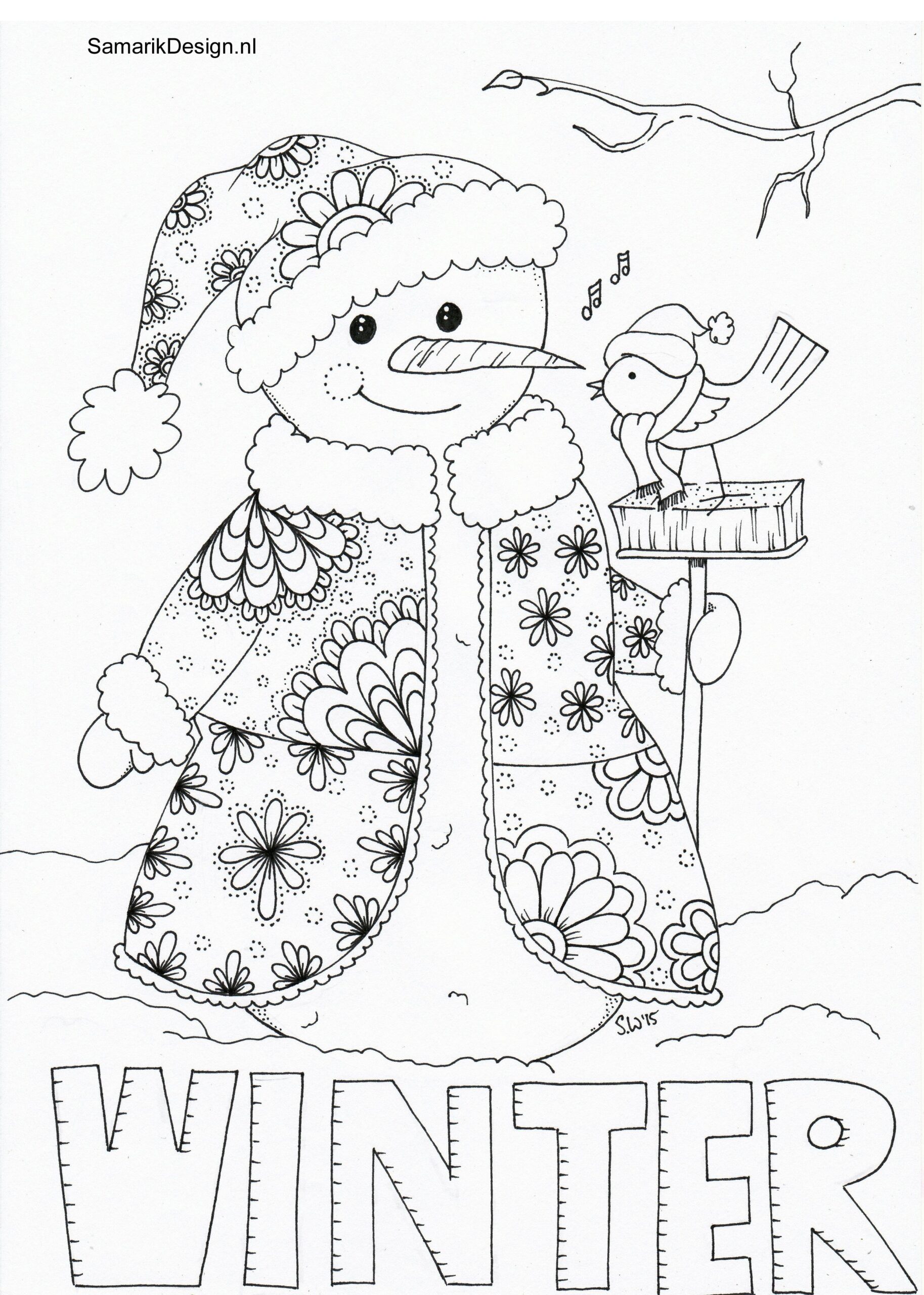 Collection Of Winter Coloring Pages Adults Free Printable