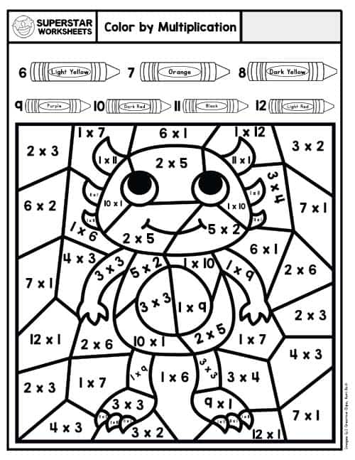 Color By Number Multiplication Worksheets Worksheets For Kindergarten