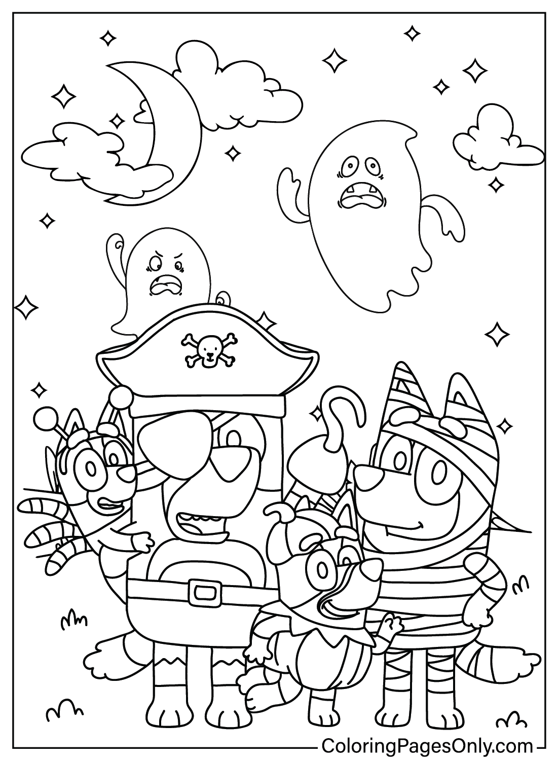 Coloring Sheet Bluey Halloween Free Printable Coloring Pages