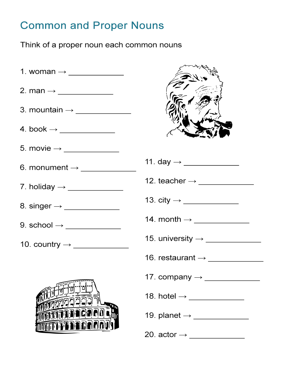 Common And Proper Nouns Worksheets For Grade 4 With Answers 
