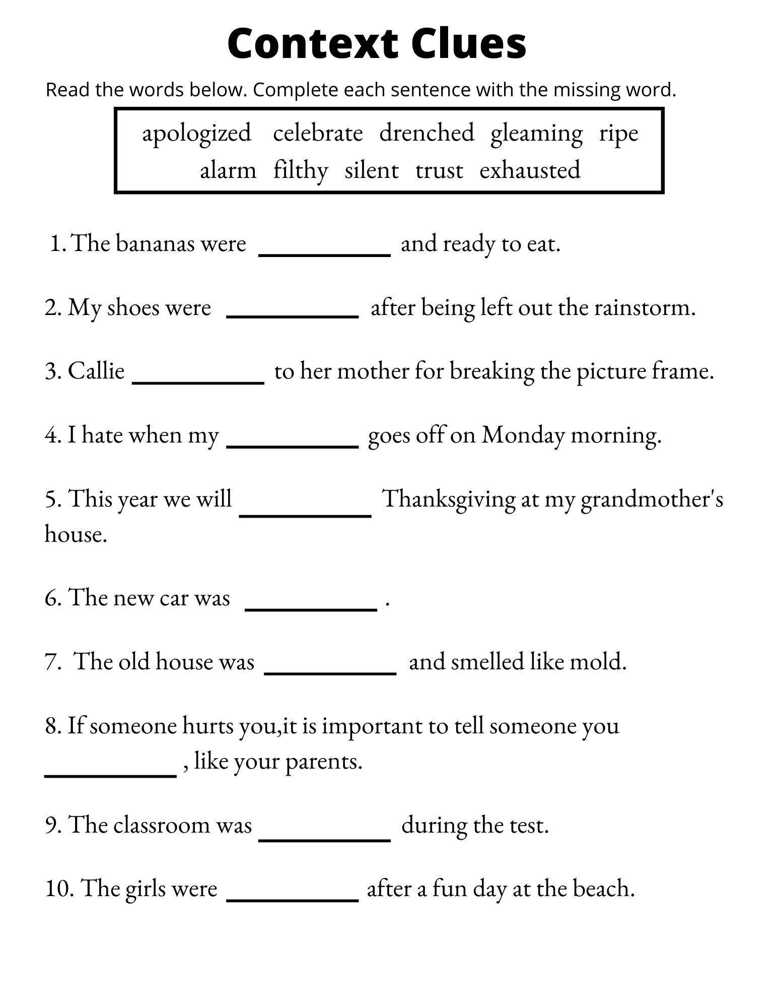 Context Clues Worksheets Worksheets Library