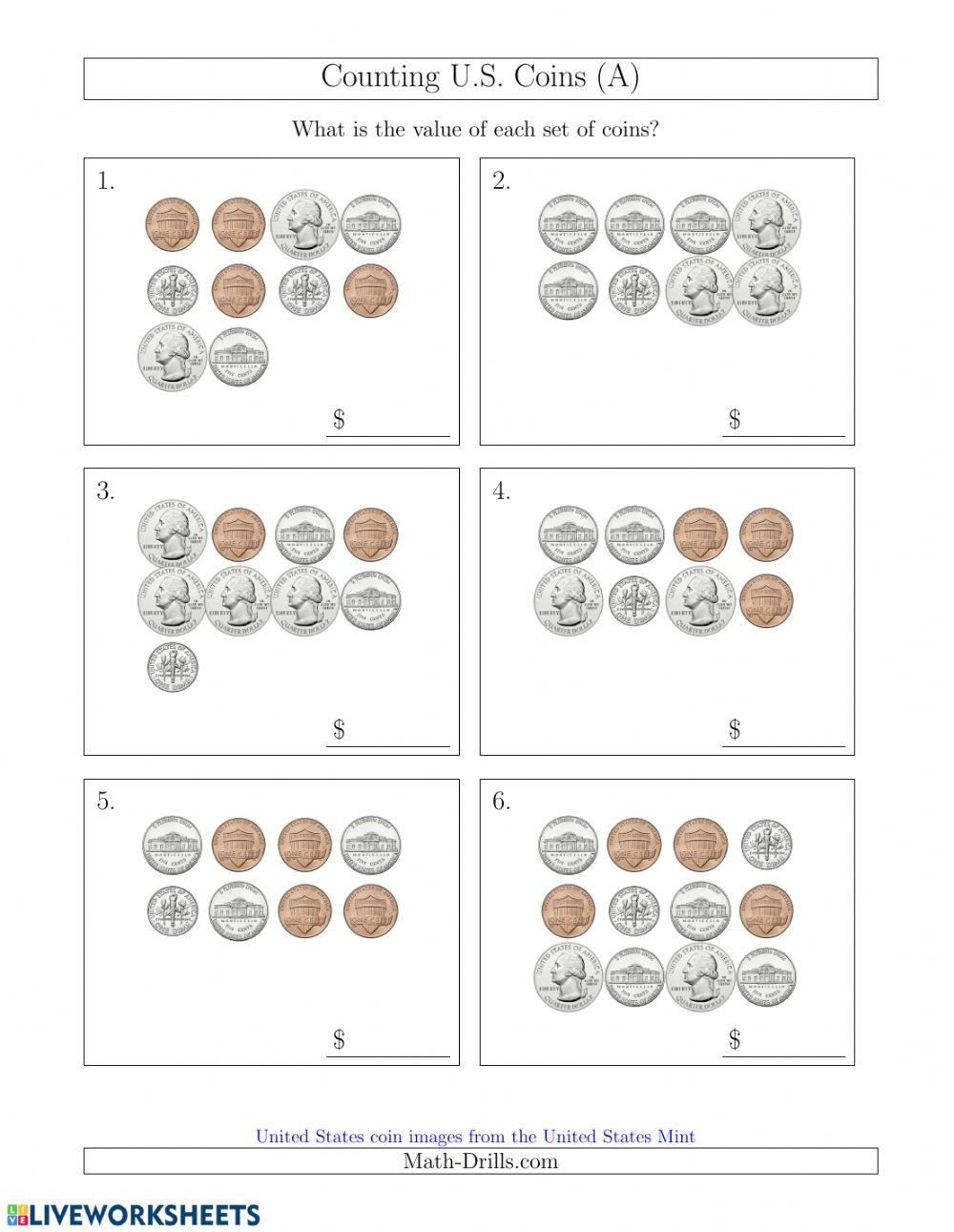 Counting 1 Coins Worksheet Worksheet teacher Made Worksheets Library