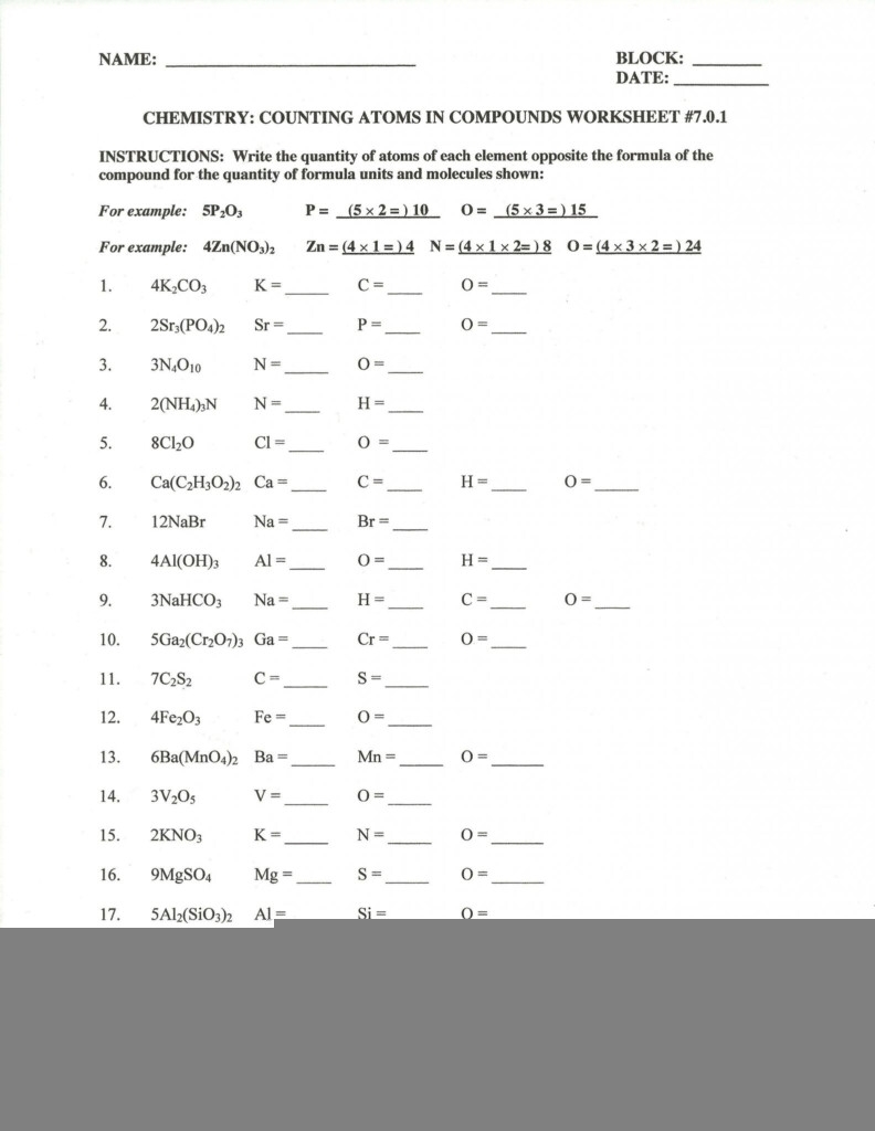 Counting Atoms Worksheet Answers CountingWorksheets