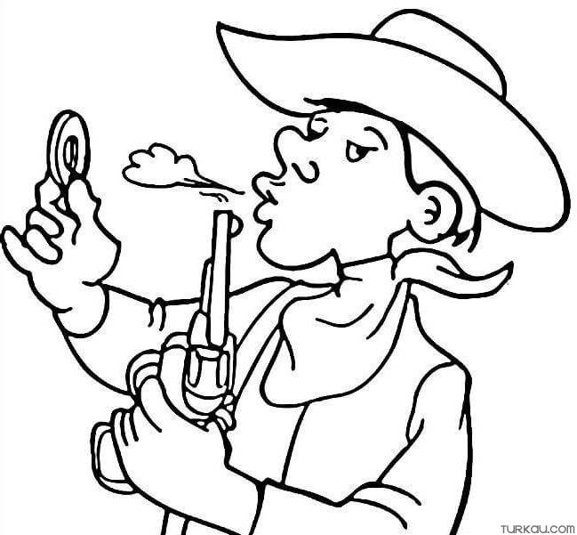 Cowboy Drawing Coloring Page Turkau