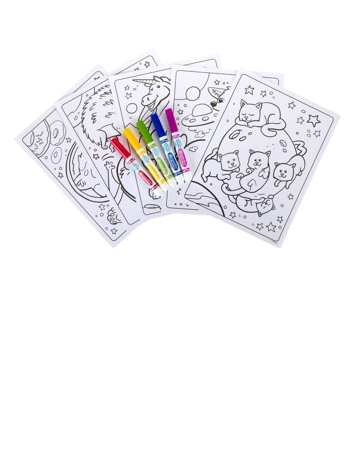 Crayola Coloring Pack Cosmic Cats With 30 Pages 5 Markers 2 Etsy