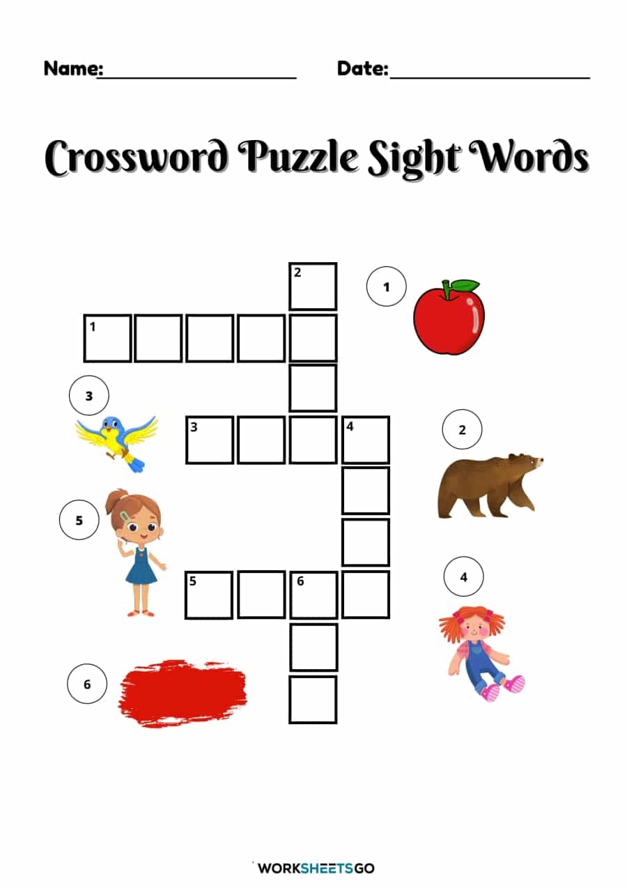 Crossword Puzzle Worksheets For Grade 2