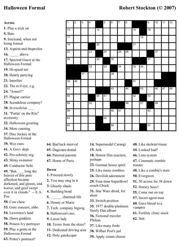 Crossword Puzzles Free Printable Medium