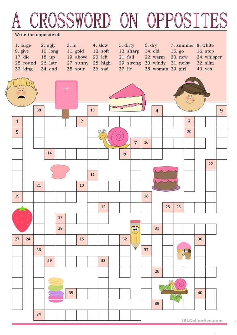 Crosswords Opposite Adjectives And Verbs Esl Worksheetphiliproth 