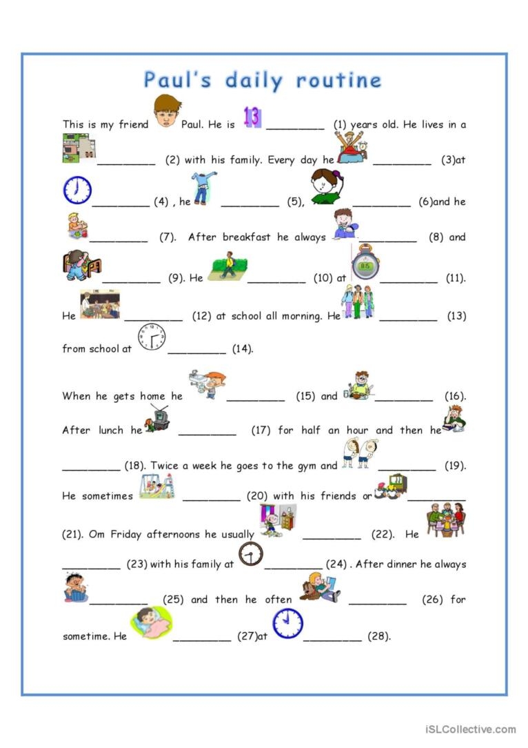 Daily Routine Worksheet
