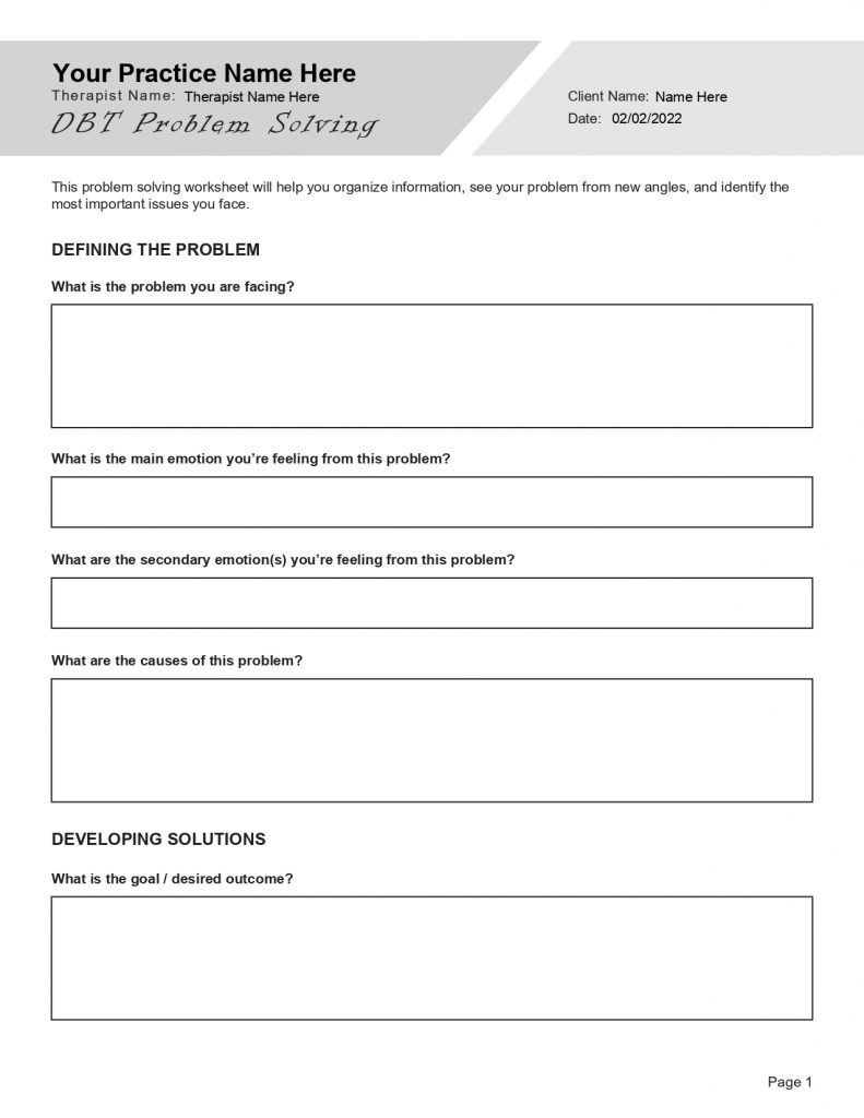 Dbt Skills Training Handouts And Worksheets In Spanish DBT Worksheets