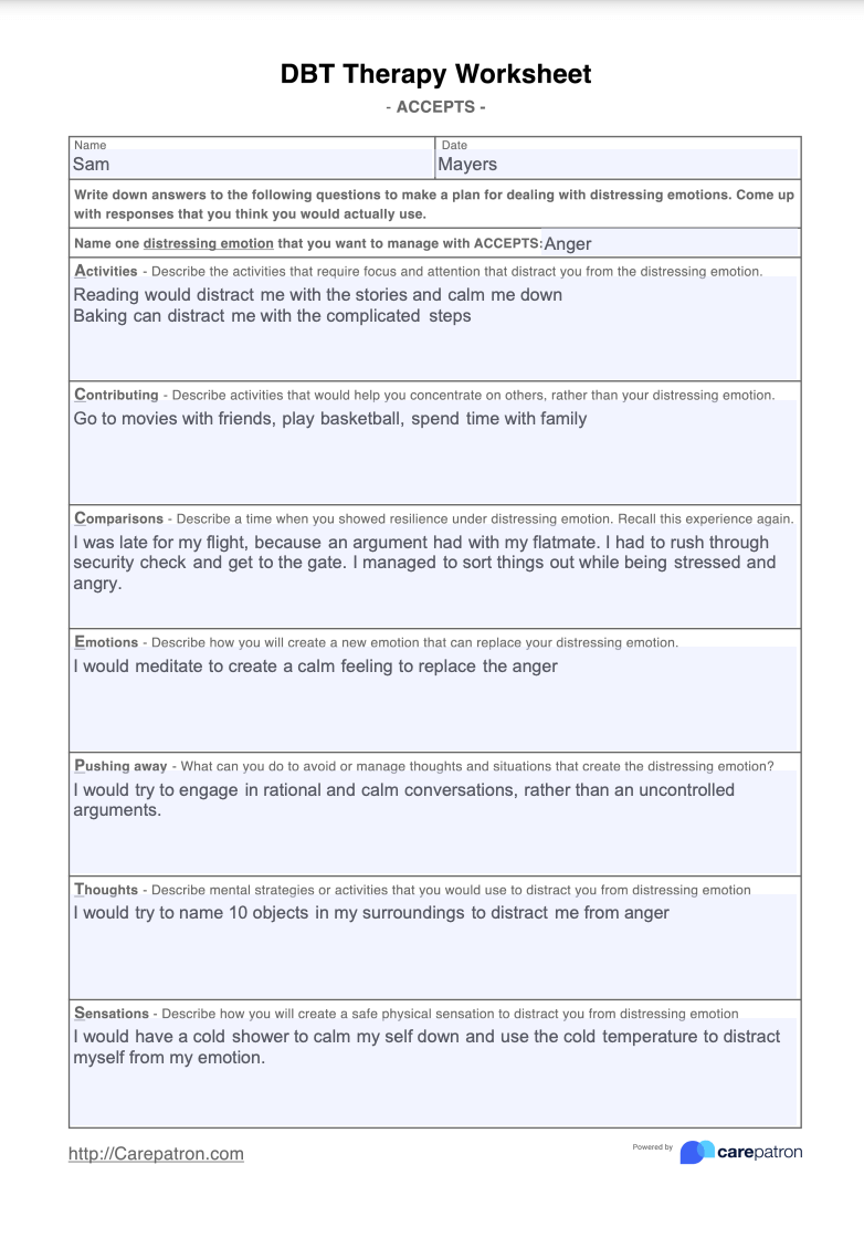 DBT Therapy Worksheets Example Free PDF Download DBT Worksheets